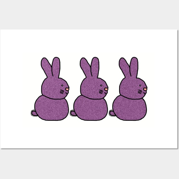 Three Purple Bunny Rabbits for Easter Wall Art by ellenhenryart